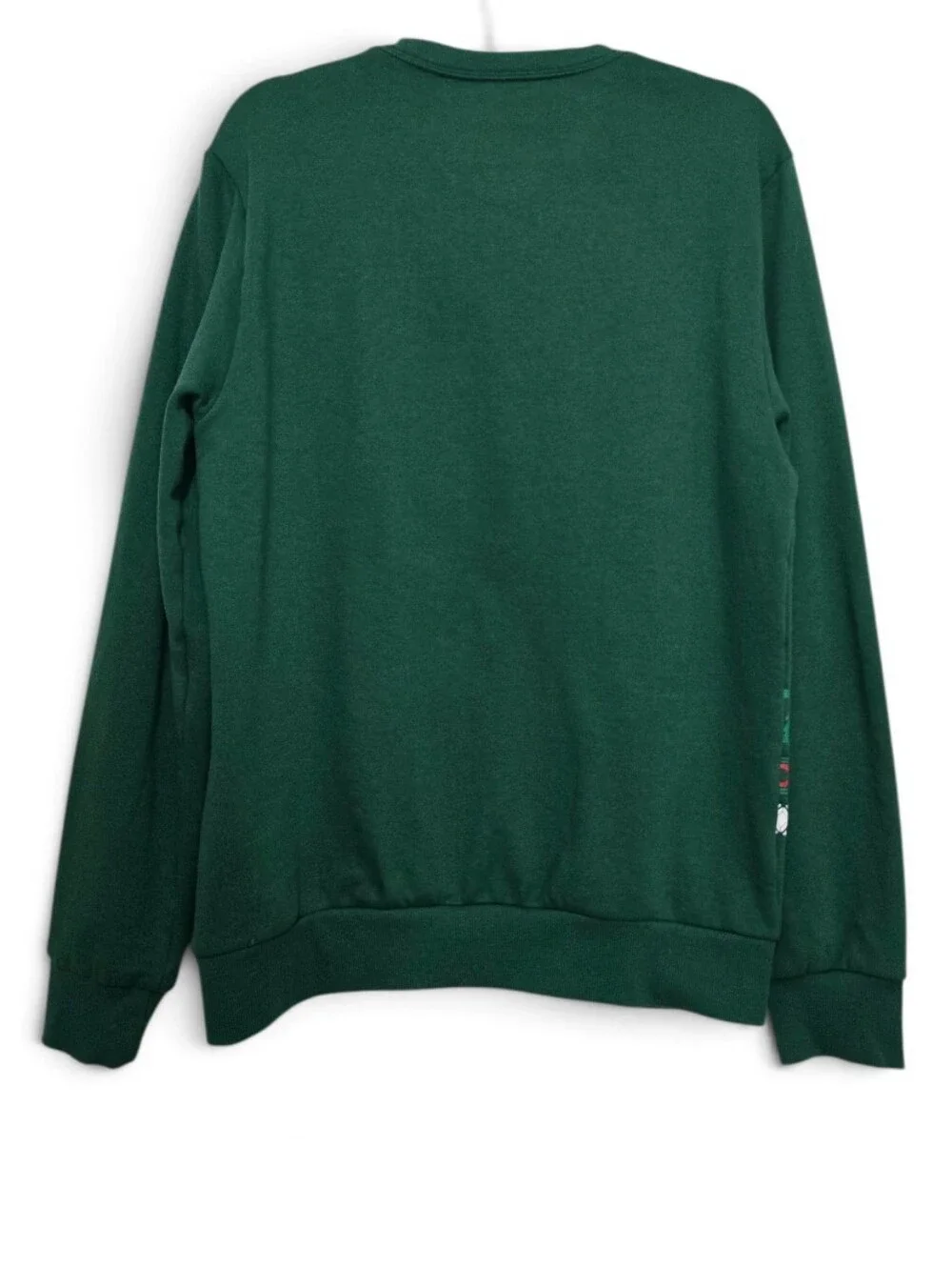 Peanuts Christmas Green Crewneck Sweater with Snoopy Graphic and Red Accents